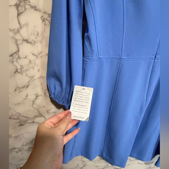 NEW Eliza J Seamed Long Sleeve Dress in Periwinkle Size 12 - Picture 8 of 10